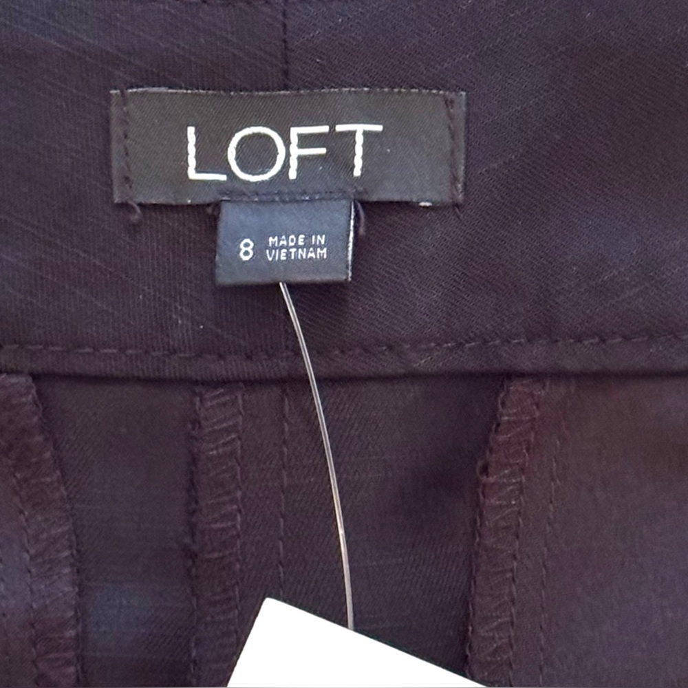 LOFT Size 8 Black High Waist Wide Leg Lyocell-Linen Blend Ankle/Cropped Pants - Picture 7 of 8